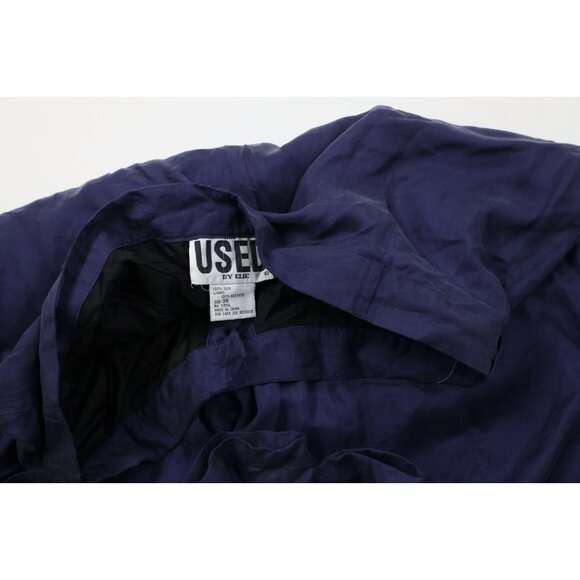Deadstock Vintage 90s Streetwear Mens 38x37 Relaxed Fit Silk Pants Navy Blue - Picture 9 of 13